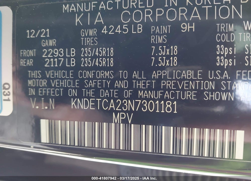 2022 KIA SELTOS SX TURBO VIN: KNDETCA23N7301181