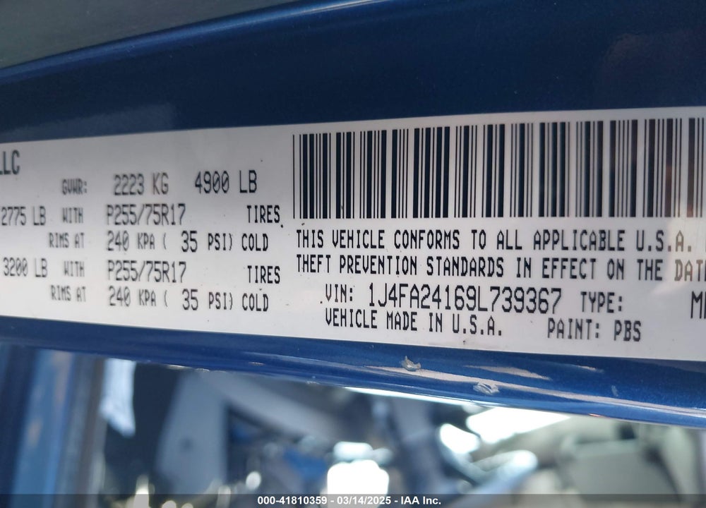 2009 JEEP WRANGLER / VIN: 1J4FA24169L739367
