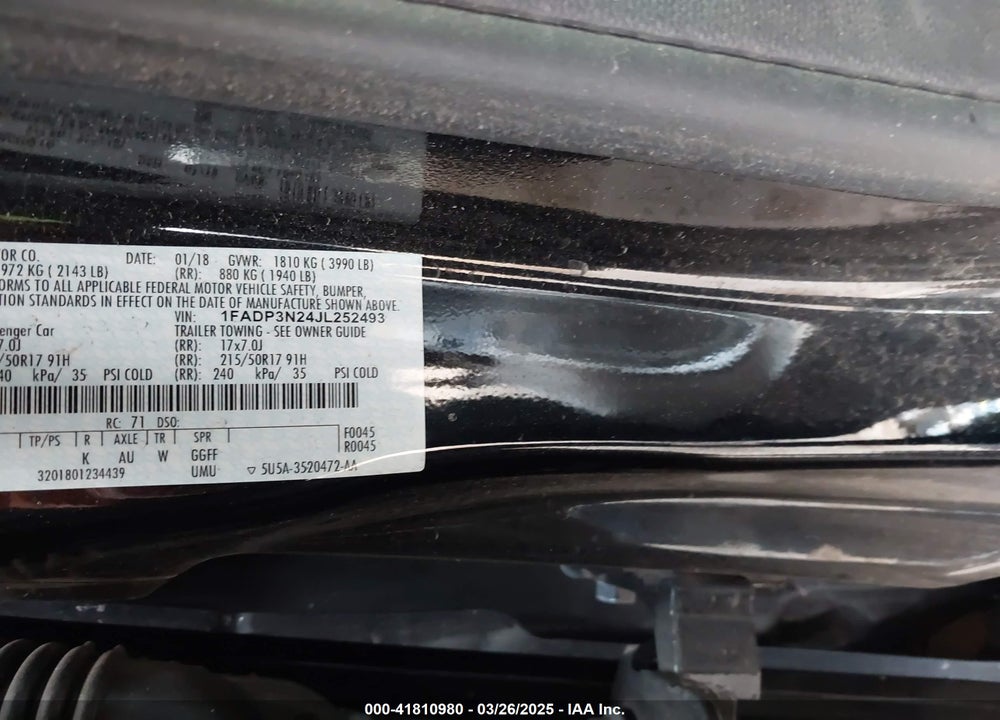 2018 FORD FOCUS TITANIUM VIN: 1FADP3N24JL252493