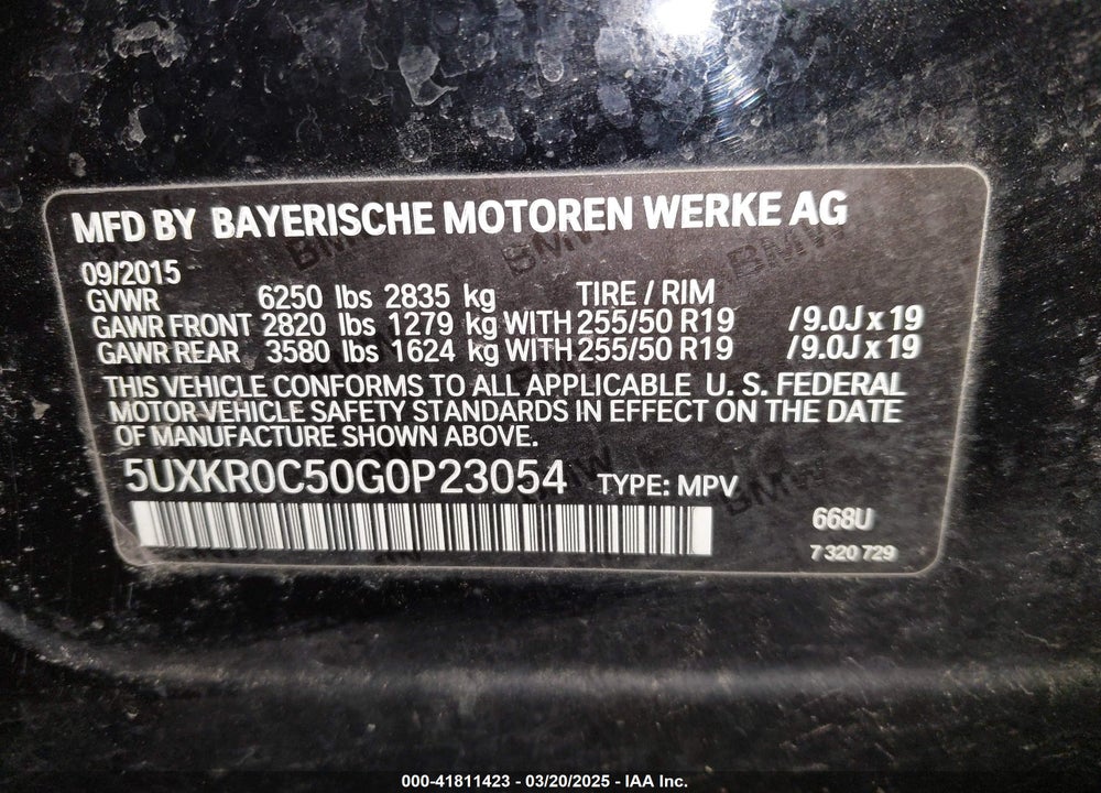 2016 BMW X5 VIN: 5UXKR0C50G0P23054