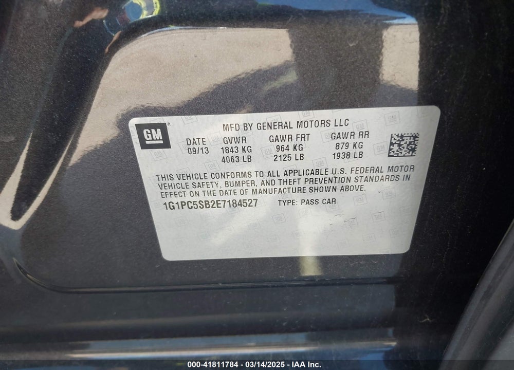 2014 CHEVROLET CRUZE VIN: 1G1PC5SB2E7184527