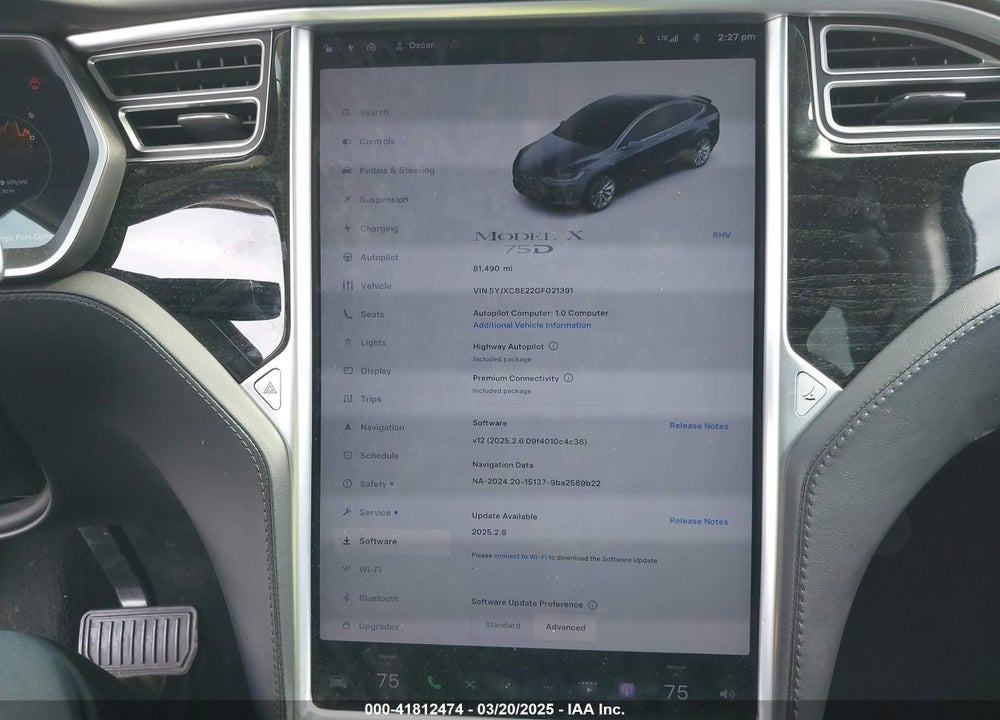 2016 TESLA MODEL X VIN: 5YJXCBE22GF021391