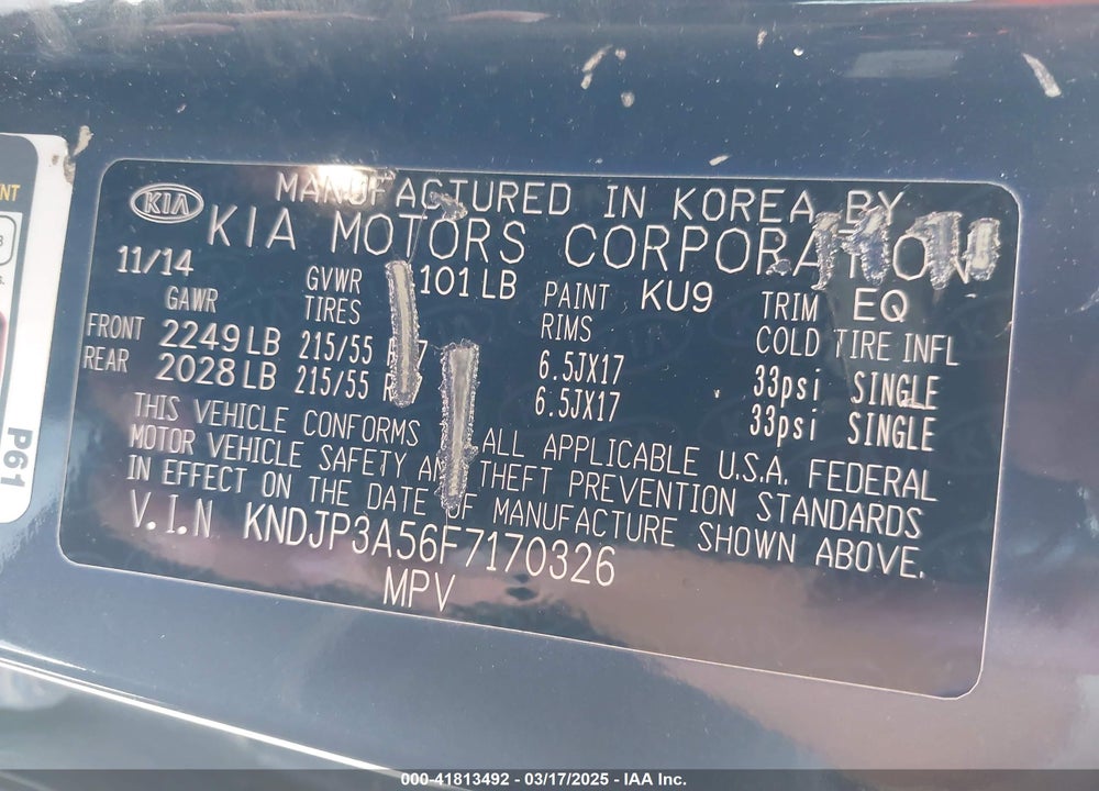 2015 KIA SOUL VIN: KNDJP3A56F7170326