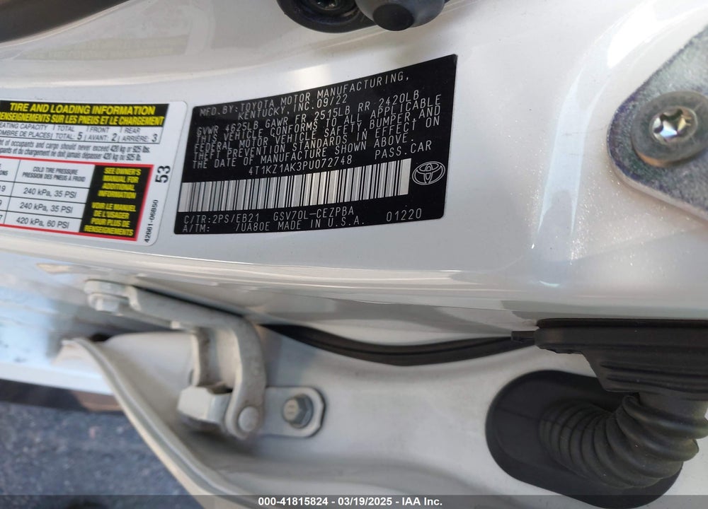 2023 TOYOTA CAMRY VIN: 4T1KZ1AK3PU072748