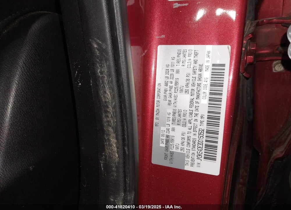2013 MAZDA CX-5 GRAND TOURING VIN: JM3KE4DE3D0150592