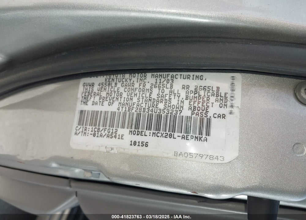 2004 TOYOTA AVALON XL VIN: 4T1BF28B34U353237