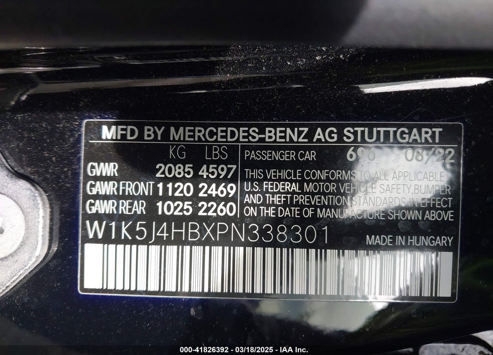 2023 MERCEDES-BENZ CLA 250 COUPE VIN: W1K5J4HBXPN338301