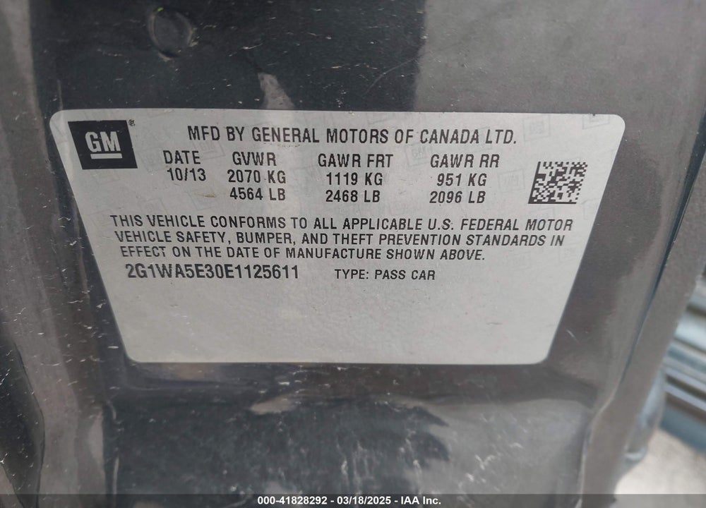 2014 CHEVROLET IMPALA LIMITED VIN: 2G1WA5E30E1125611