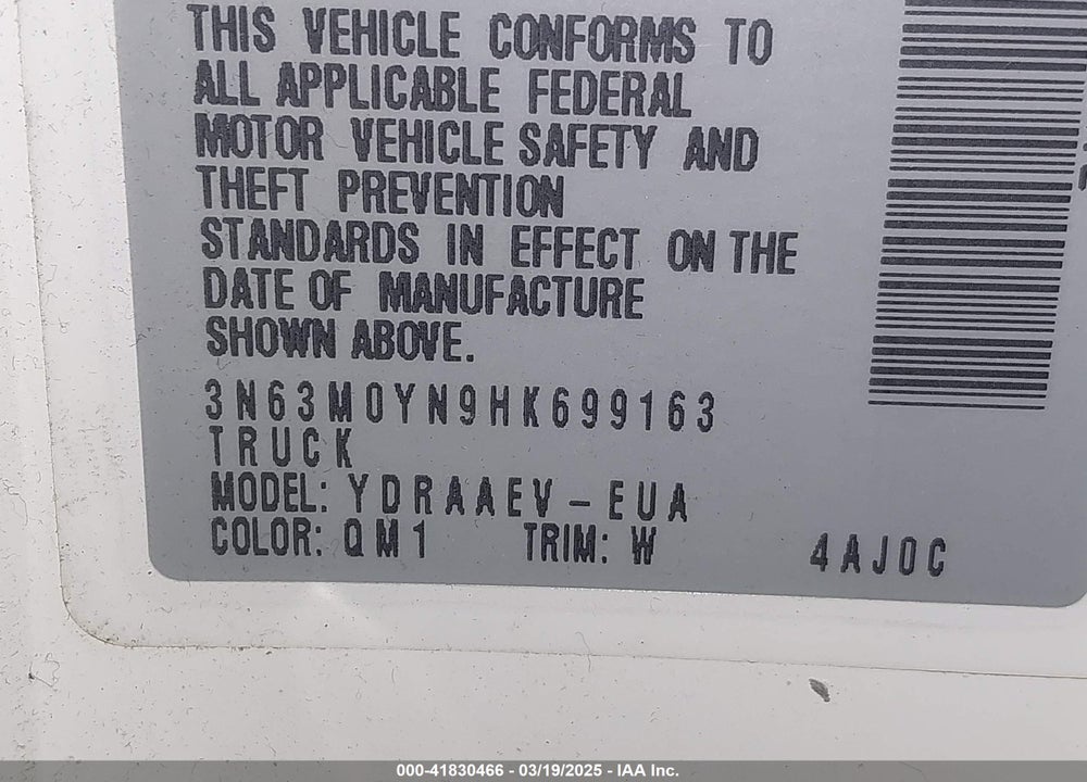 2017 CHEVROLET CITY EXPRESS 1LS VIN: 3N63M0YN9HK699163