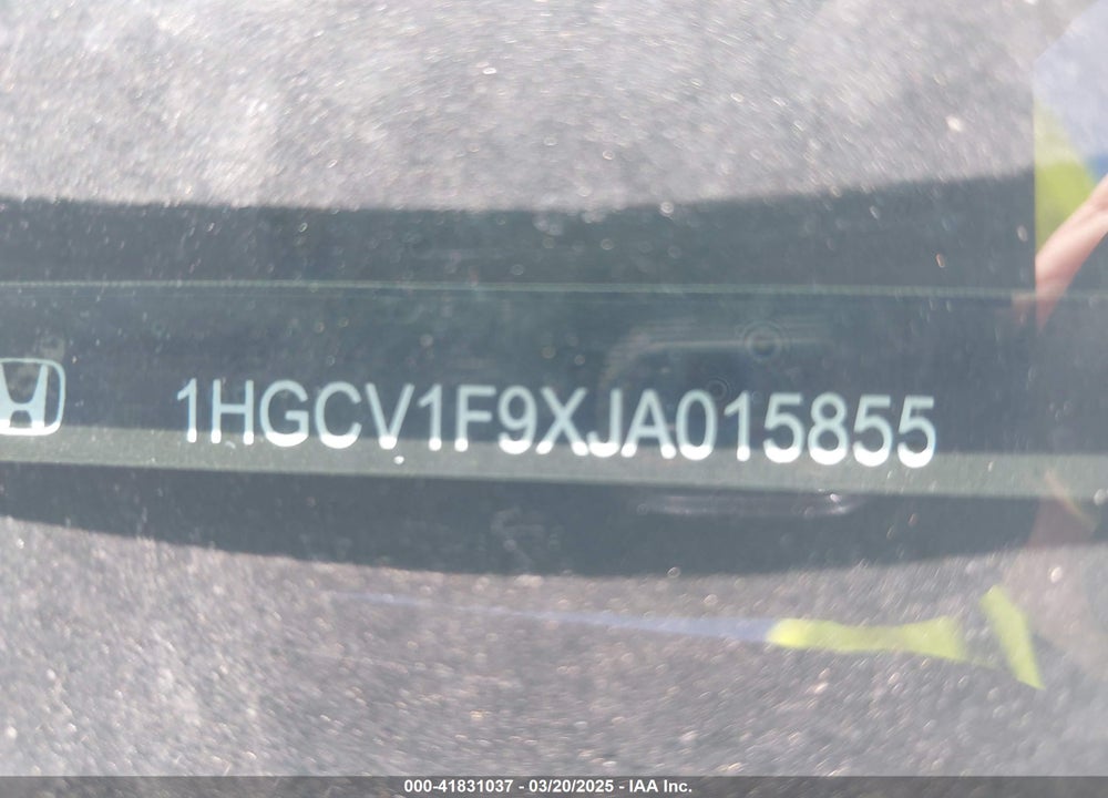 2018 HONDA ACCORD VIN: 1HGCV1F9XJA015855