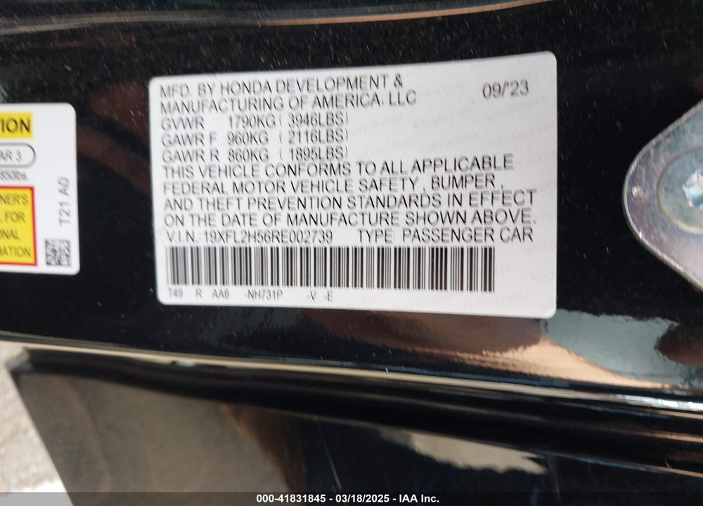 2024 HONDA CIVIC LX VIN: 19XFL2H56RE002739