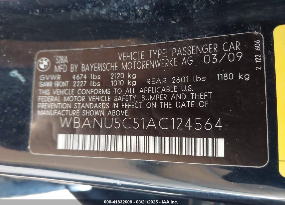 2010 BMW 528 VIN: WBANU5C51AC124564
