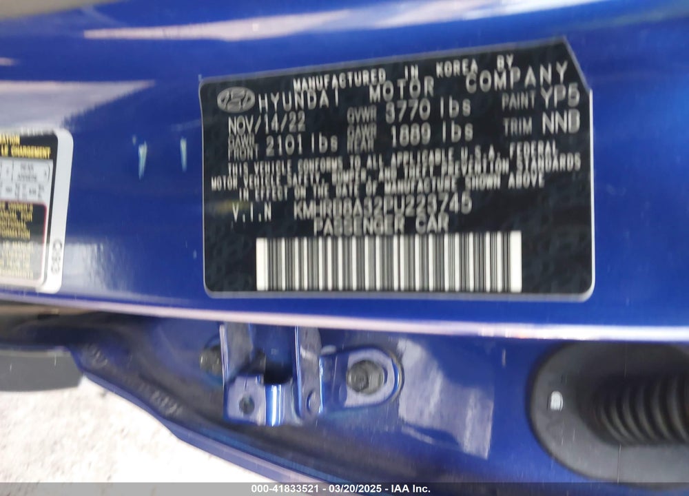 2023 HYUNDAI VENUE VIN: KMHRB8A32PU223745
