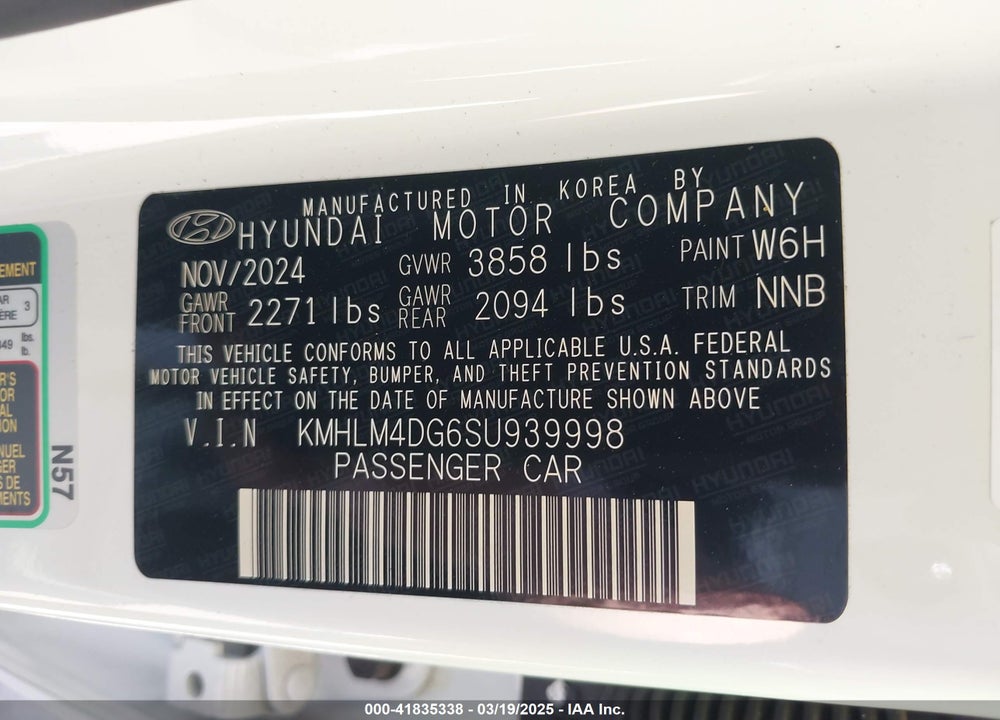 2025 HYUNDAI ELANTRA VIN: KMHLM4DG6SU939998