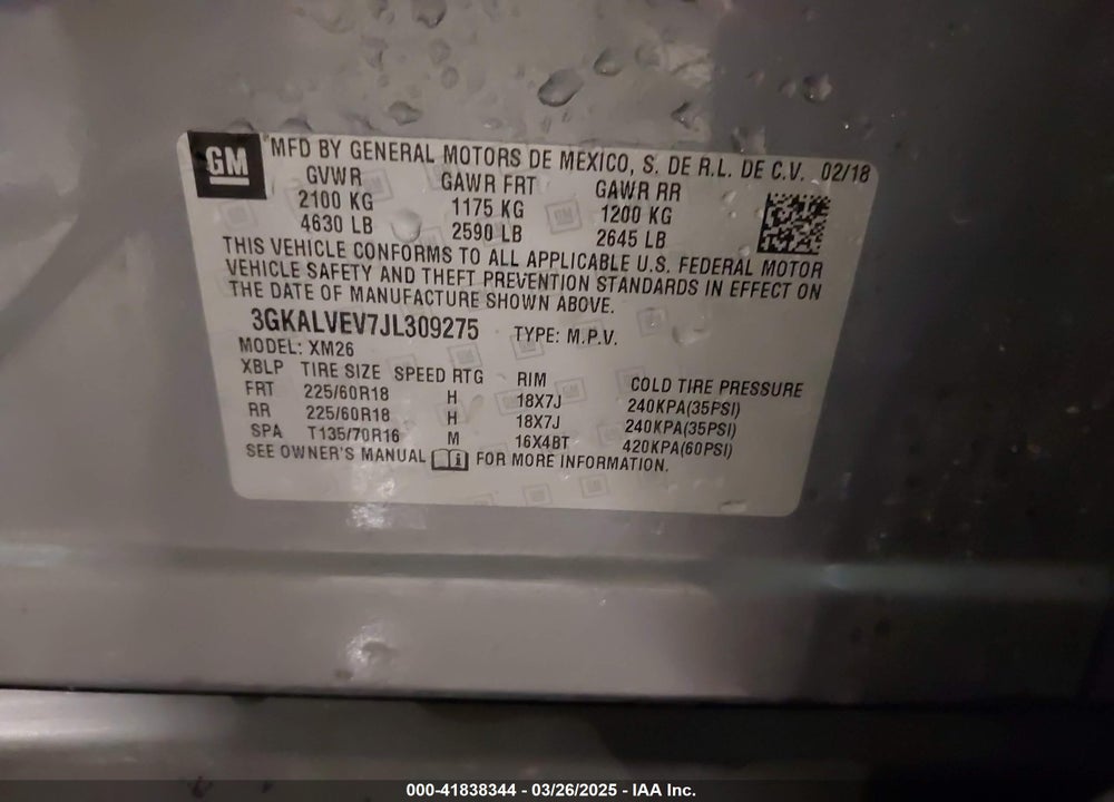2018 GMC TERRAIN SLT VIN: 3GKALVEV7JL309275