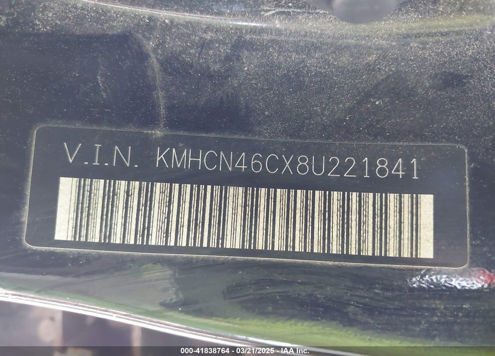 2008 HYUNDAI ACCENT GLS VIN: KMHCN46CX8U221841