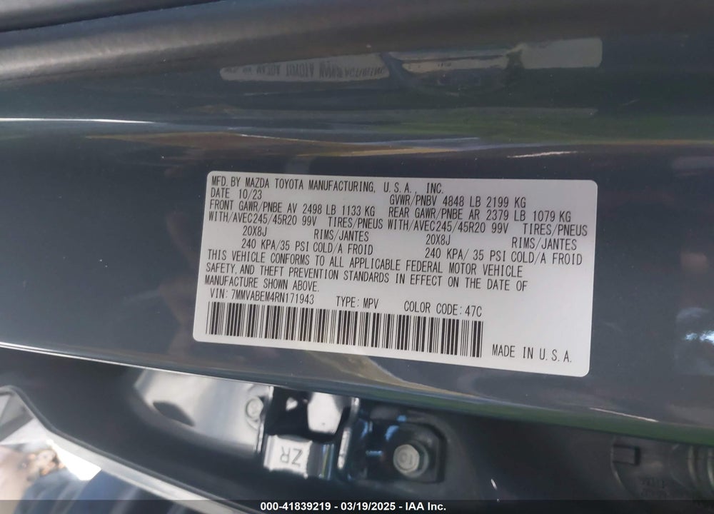 2024 MAZDA CX-50 2.5 S PREMIUM PLUS PACKAGE VIN: 7MMVABEM4RN171943