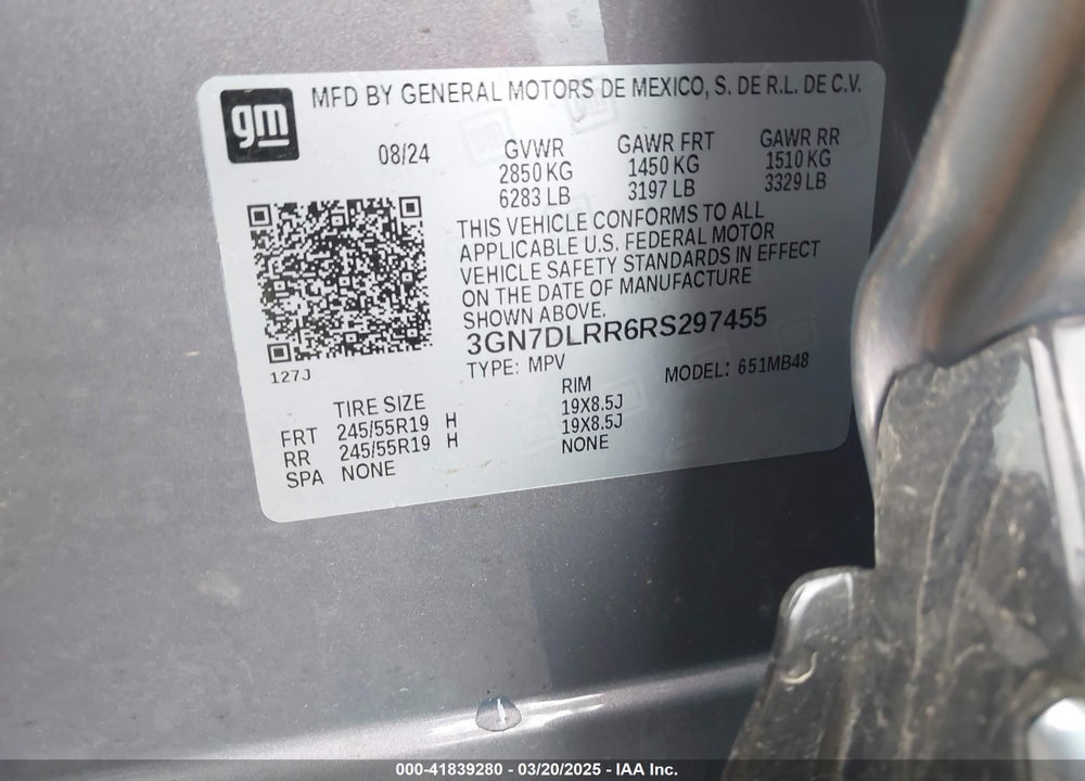 2024 CHEVROLET EQUINOX VIN: 3GN7DLRR6RS297455