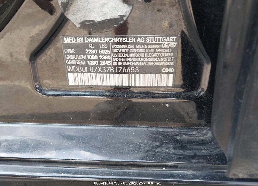 2007 MERCEDES-BENZ E 350 4MATIC VIN: WDBUF87X37B176653
