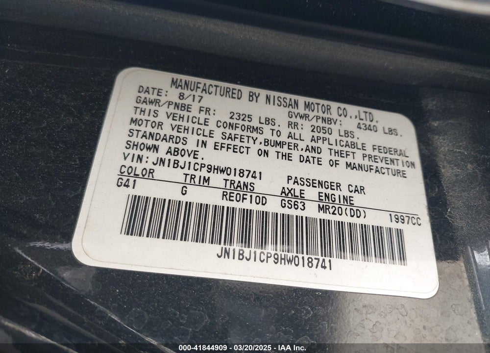 2017 NISSAN ROGUE SPORT SL VIN: JN1BJ1CP9HW018741