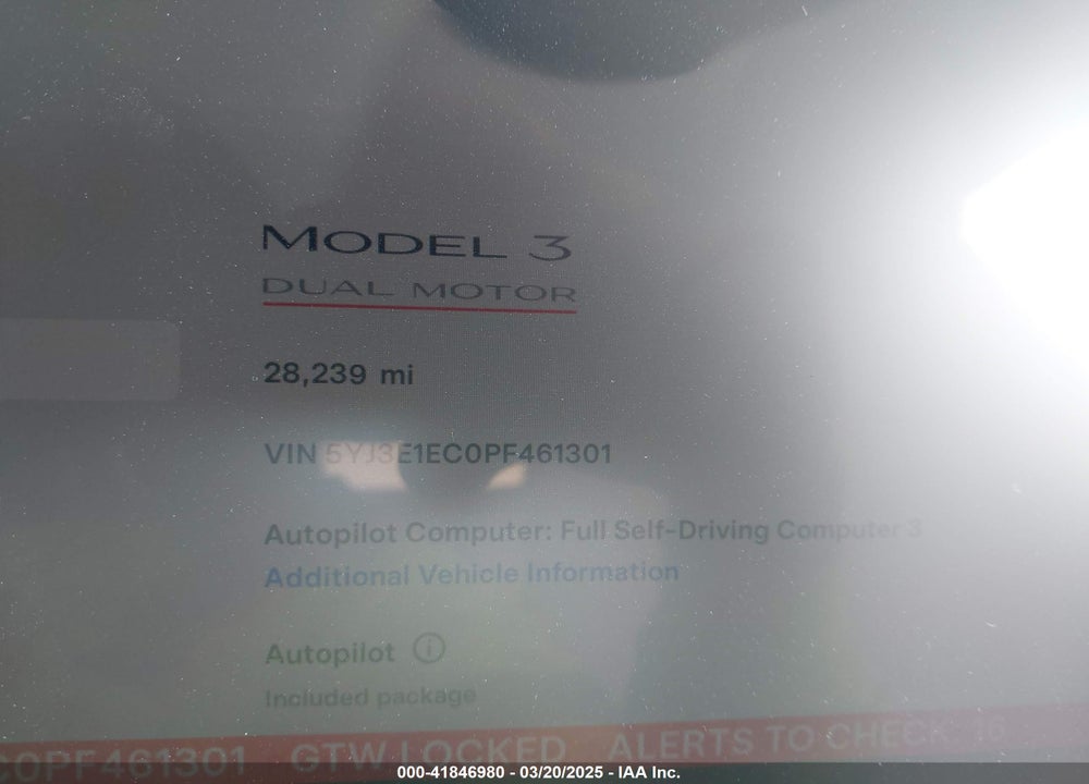 2023 TESLA MODEL 3 PERFORMANCE DUAL MOTOR ALL-WHEEL DRIVE VIN: 5YJ3E1EC0PF461301