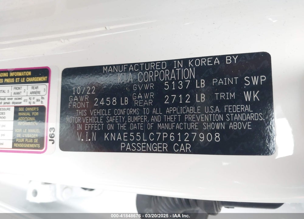2023 KIA STINGER VIN: KNAE55LC7P6127908