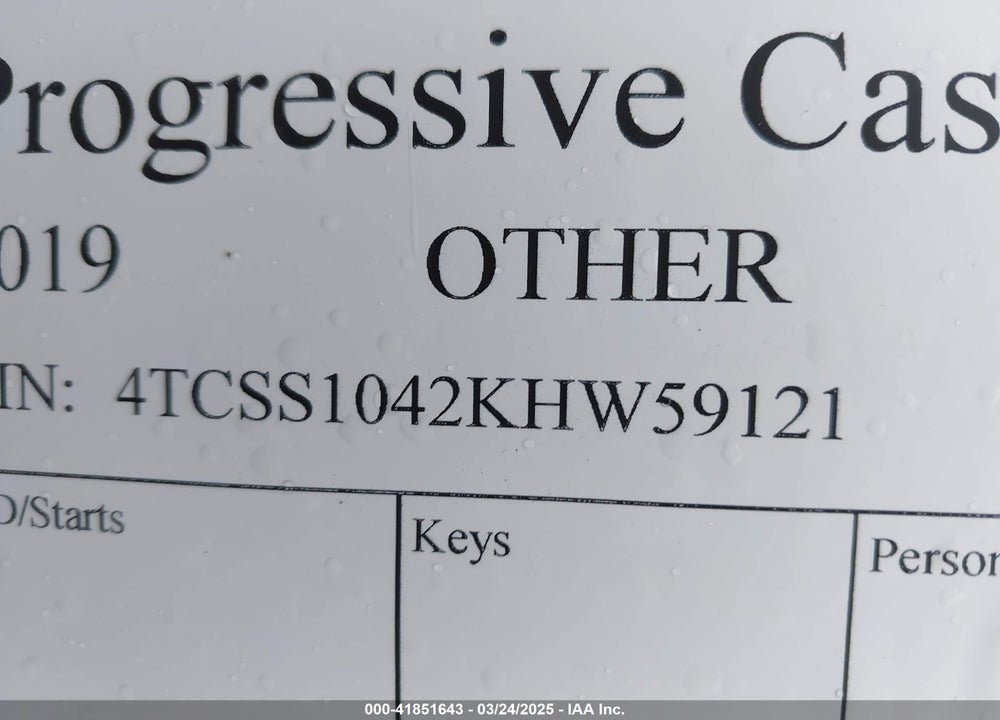 2019 OTHER --- VIN: 4TCSS1042KHW59121