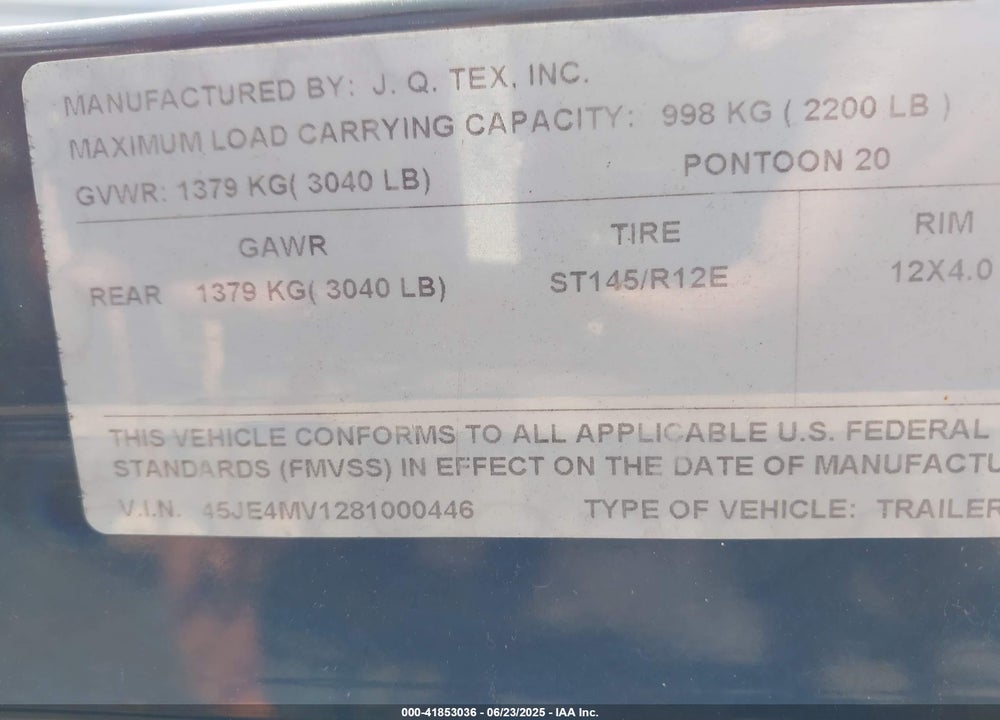 2008 AVALON SE2423 PONTOON VIN: DVN47405L708