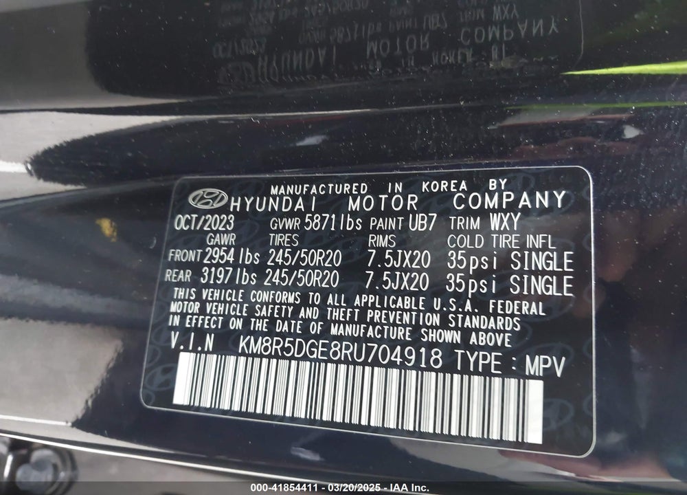 2024 HYUNDAI PALISADE LIMITED VIN: KM8R5DGE8RU704918