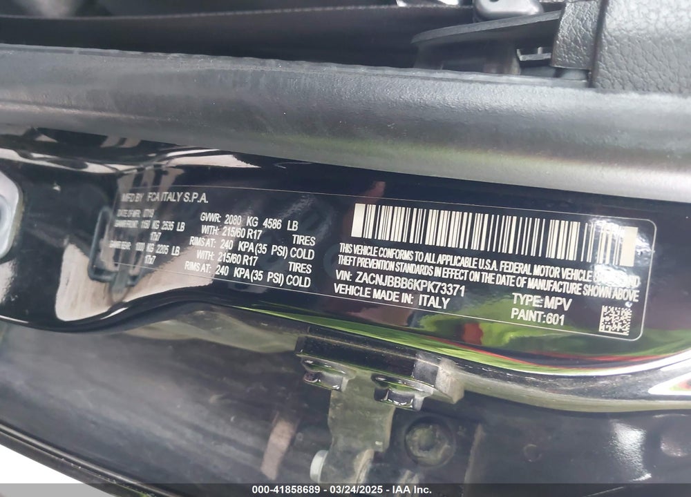 2019 JEEP RENEGADE LATITUDE 4X4 VIN: ZACNJBBB6KPK73371