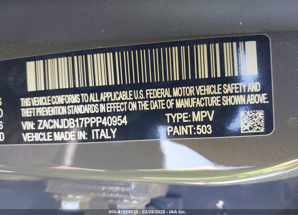 2023 JEEP RENEGADE VIN: ZACNJDB17PPP40954