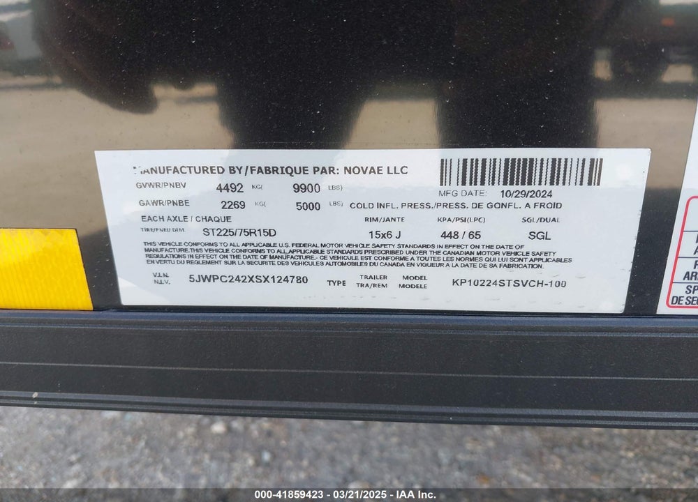 2025 PACE KP10224STSVCH-100 VIN: 5JWPC242XSX124780