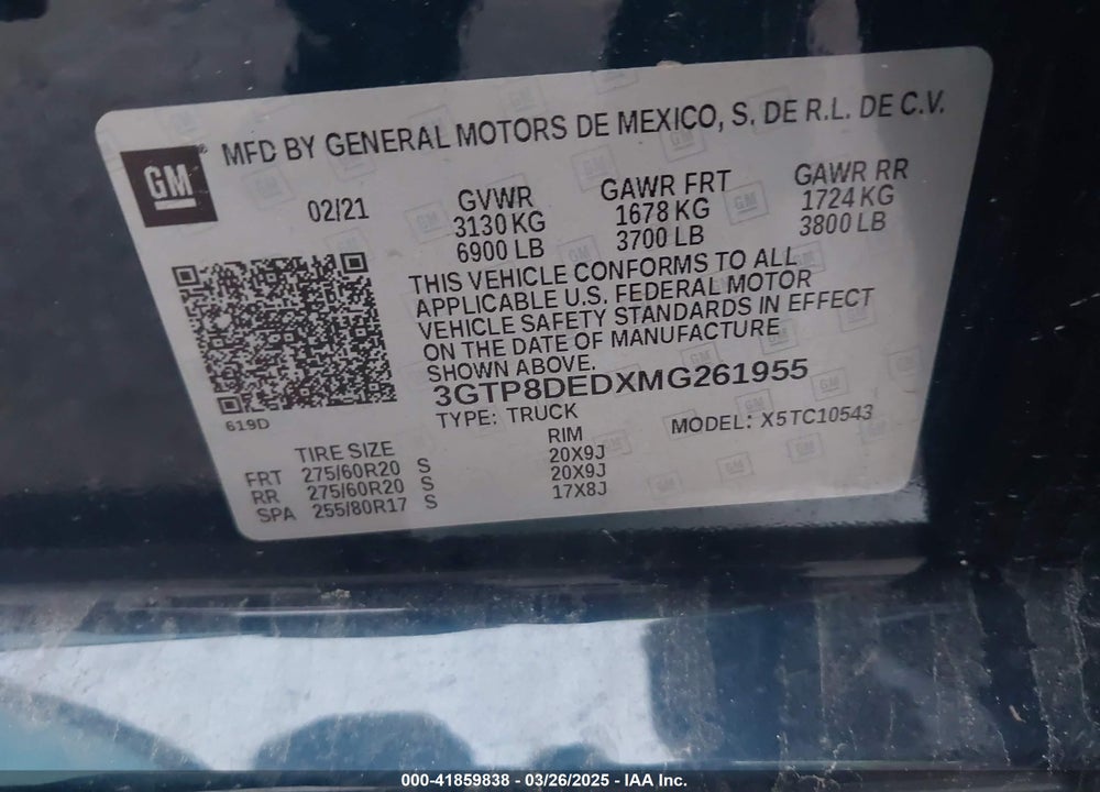 2021 GMC SIERRA 1500 2WD SHORT BOX SLT VIN: 3GTP8DEDXMG261955