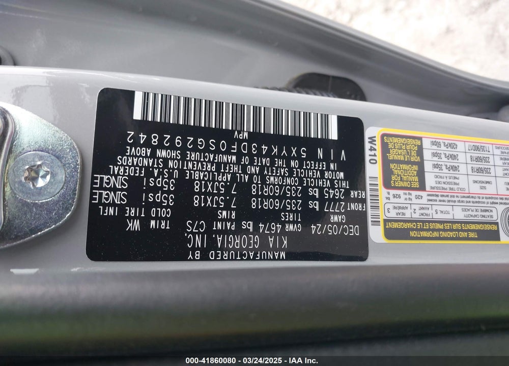 2025 KIA SPORTAGE SX VIN: 5XYK43DF0SG292842