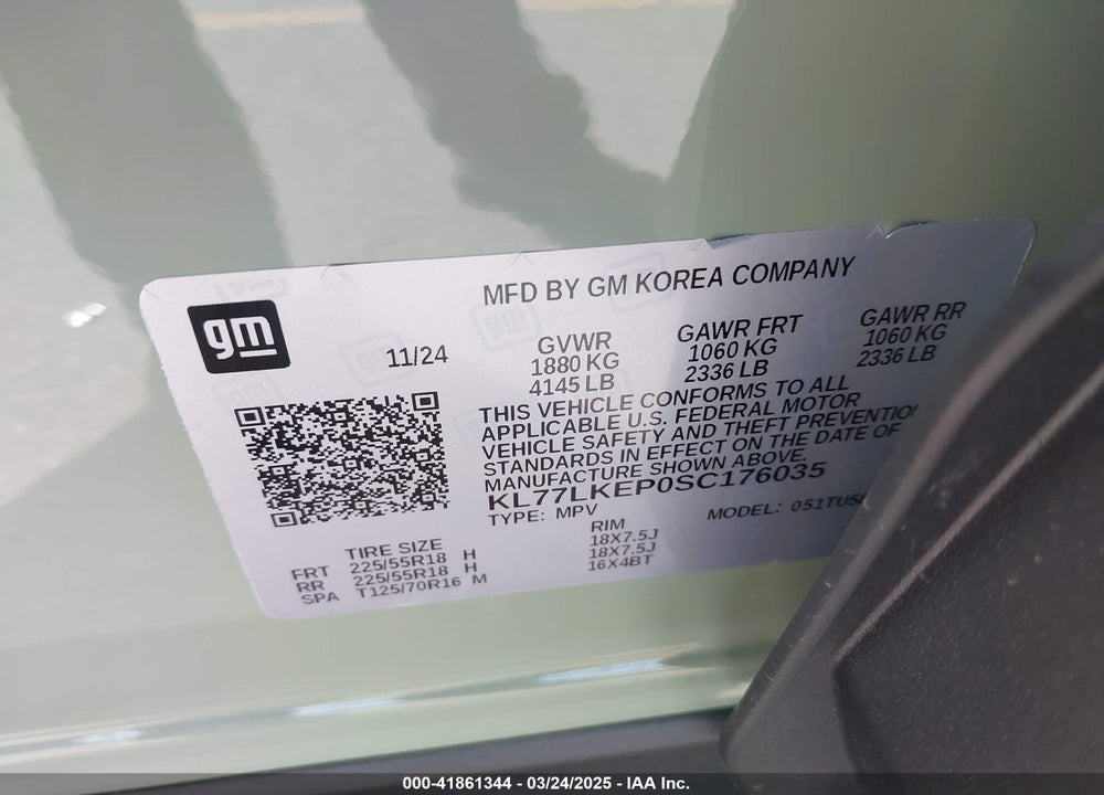 2025 CHEVROLET TRAX FWD ACTIV VIN: KL77LKEP0SC176035