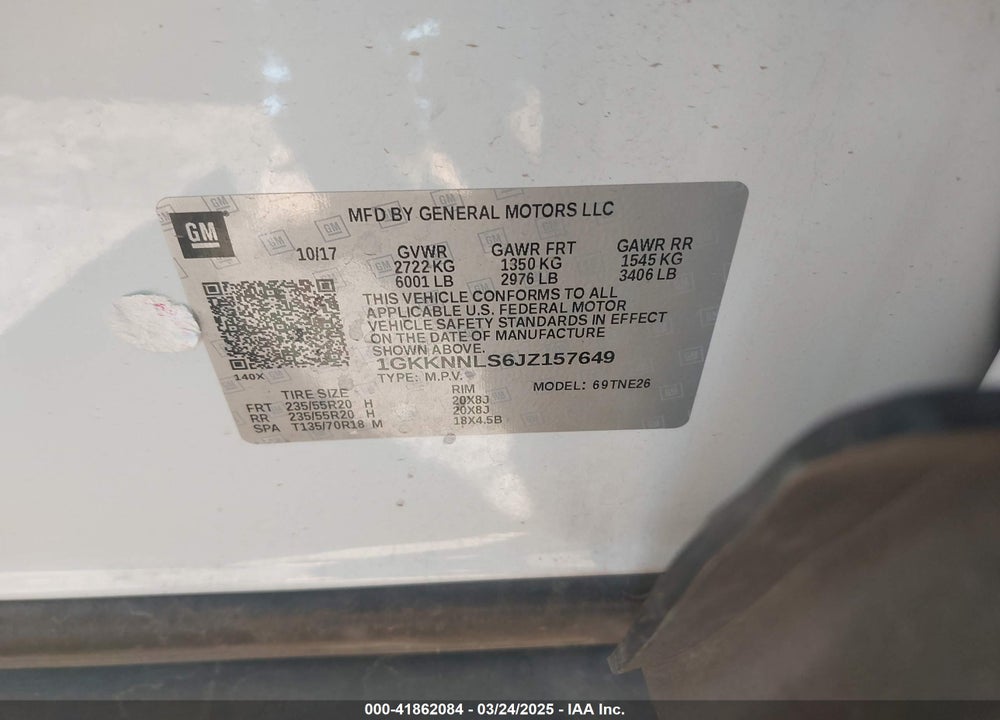 2018 GMC ACADIA SLT-2 VIN: 1GKKNNLS6JZ157649