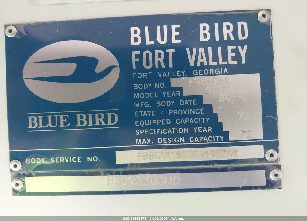 2017 BLUE BIRD SCHOOL BUS / TRANSIT BUS VIN: 1BAKGCPA5HF330370