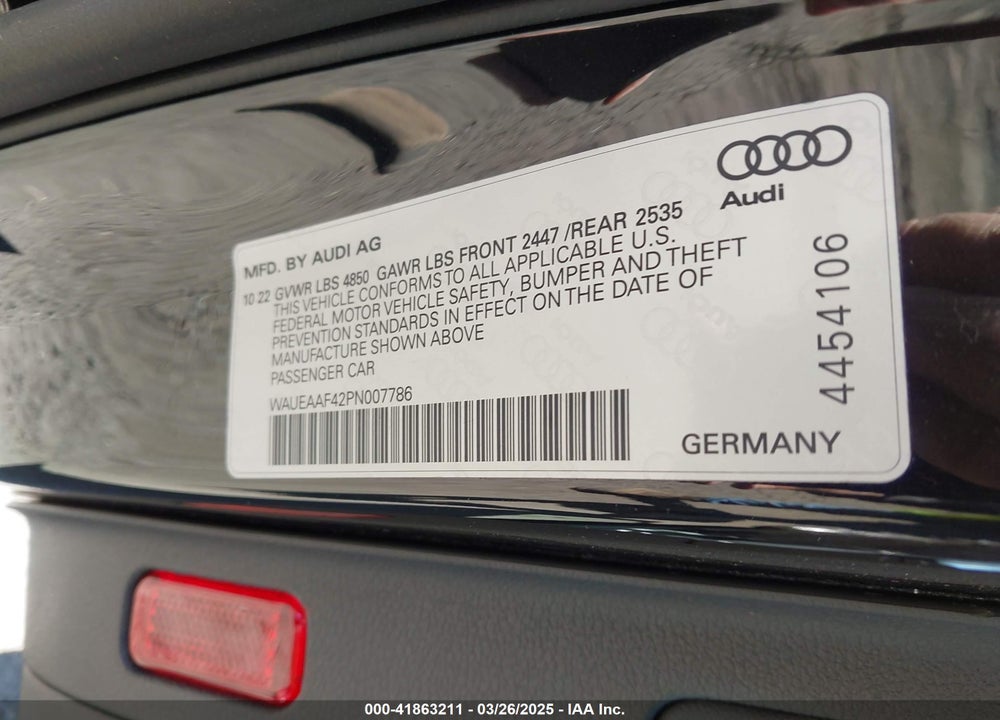 2023 AUDI A4 PREMIUM PLUS 45 TFSI S LINE QUATTRO S TRONIC VIN: WAUEAAF42PN007786