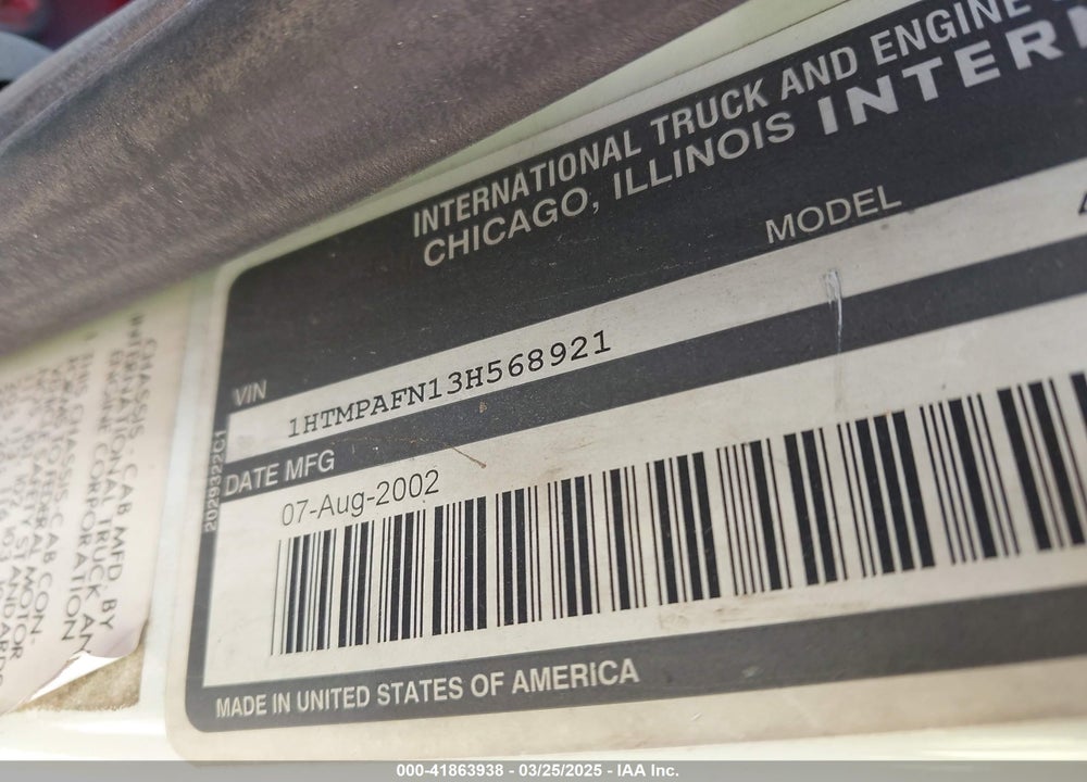2003 INTERNATIONAL 4000 4200 VIN: 1HTMPAFN13H568921