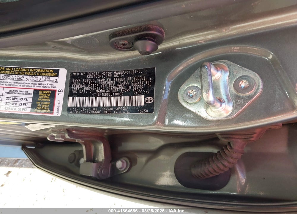 2014 TOYOTA AVALON VIN: 4T1BK1EB0EU118032