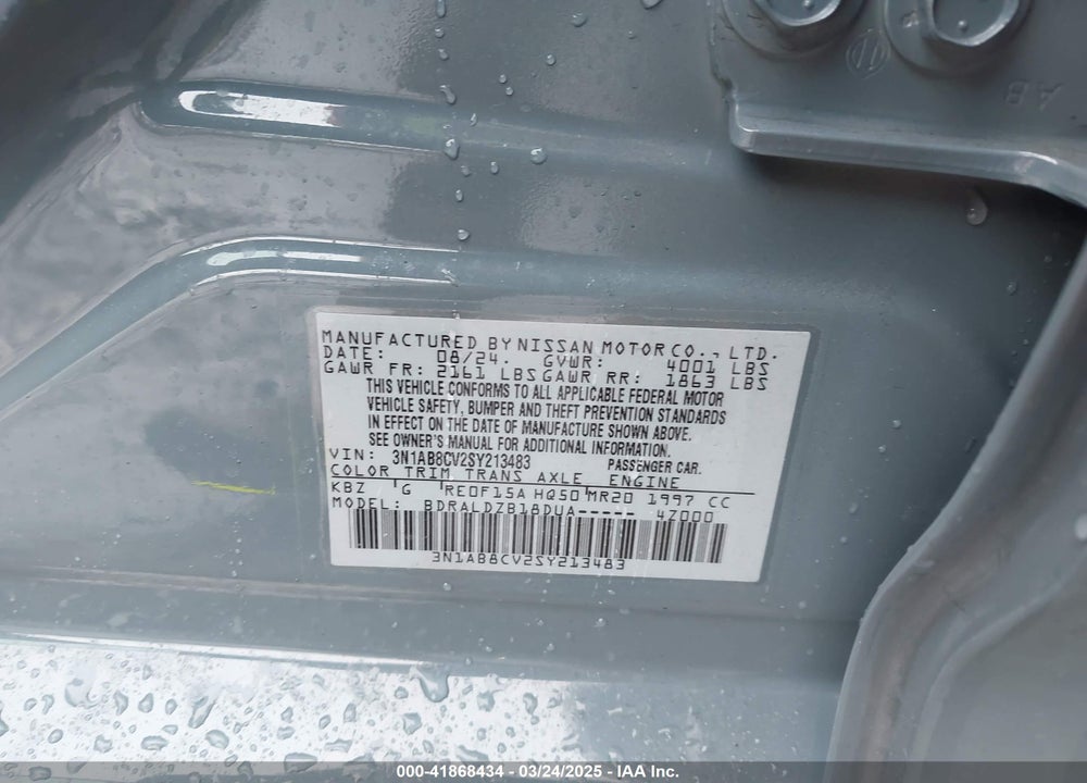 2025 NISSAN SENTRA VIN: 3N1AB8CV2SY213483