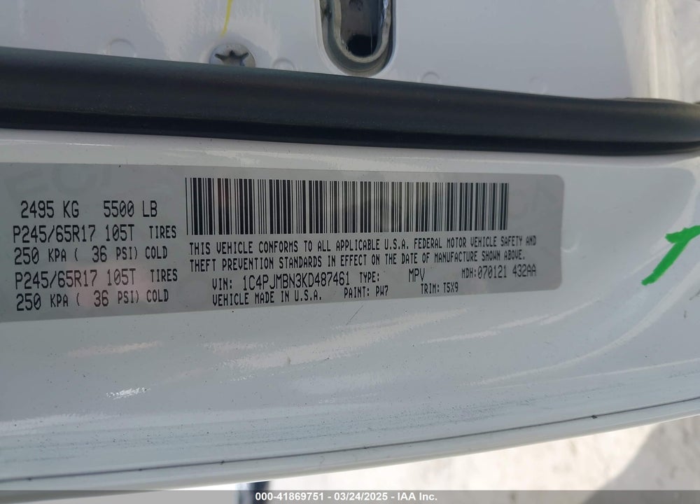 2019 JEEP CHEROKEE VIN: 1C4PJMBN3KD487461