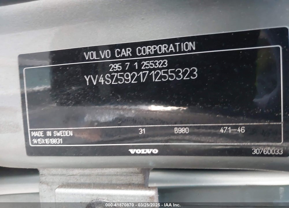 2007 VOLVO XC70 VIN: YV4SZ592171255323