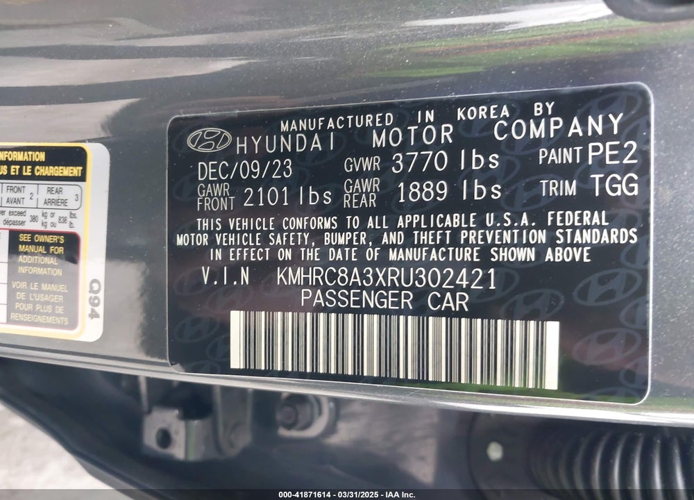2024 HYUNDAI VENUE SEL VIN: KMHRC8A3XRU302421