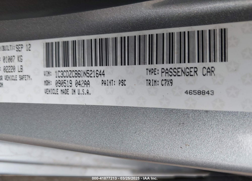 2013 DODGE AVENGER SXT VIN: 1C3CDZCB6DN521644