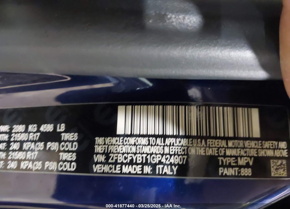 2016 FIAT 500X VIN: ZFBCFYBT1GP424907