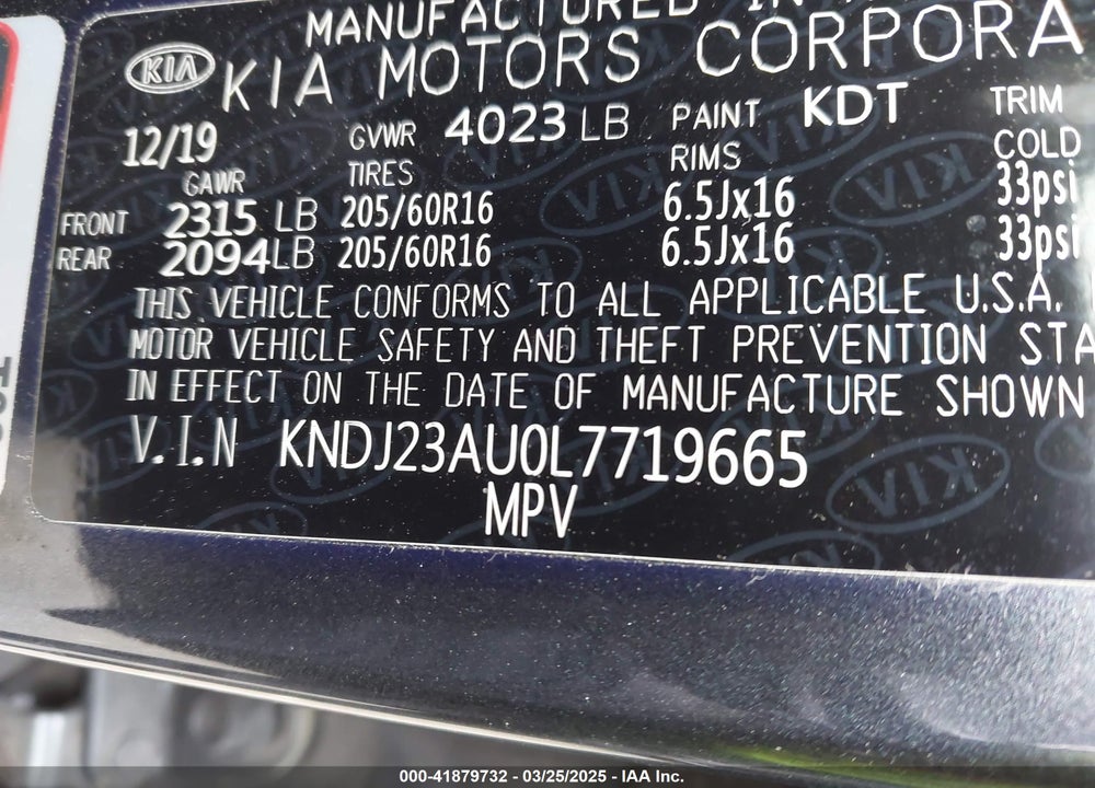 2020 KIA SOUL VIN: KNDJ23AU0L7719665
