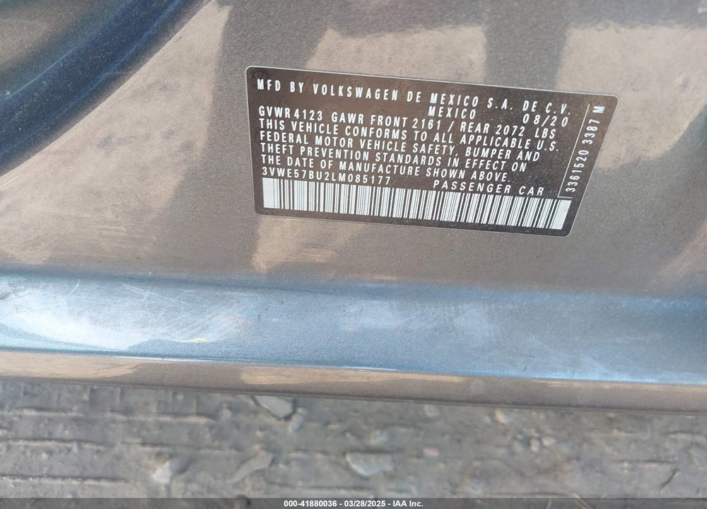 2020 VOLKSWAGEN JETTA VIN: 3VWE57BU2LM085177