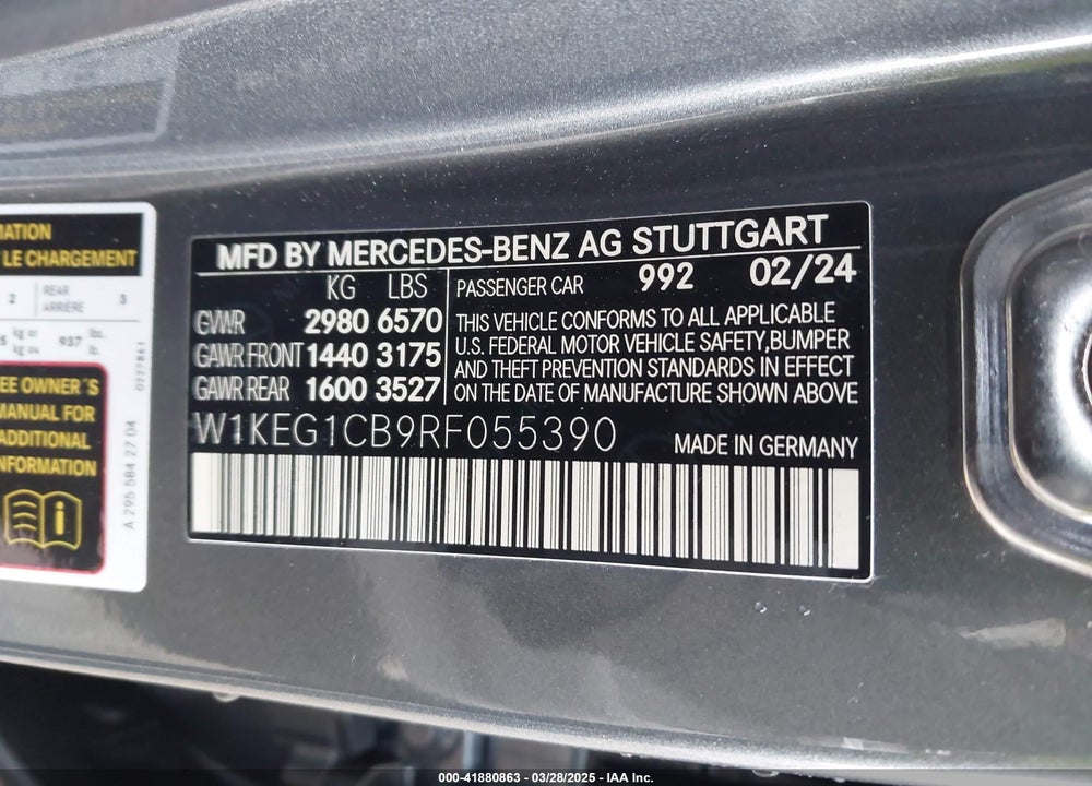 2024 MERCEDES-BENZ EQE VIN: W1KEG1CB9RF055390