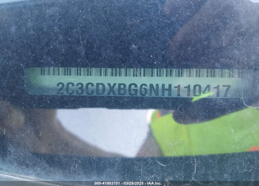 2022 DODGE CHARGER VIN: 2C3CDXBG6NH110417